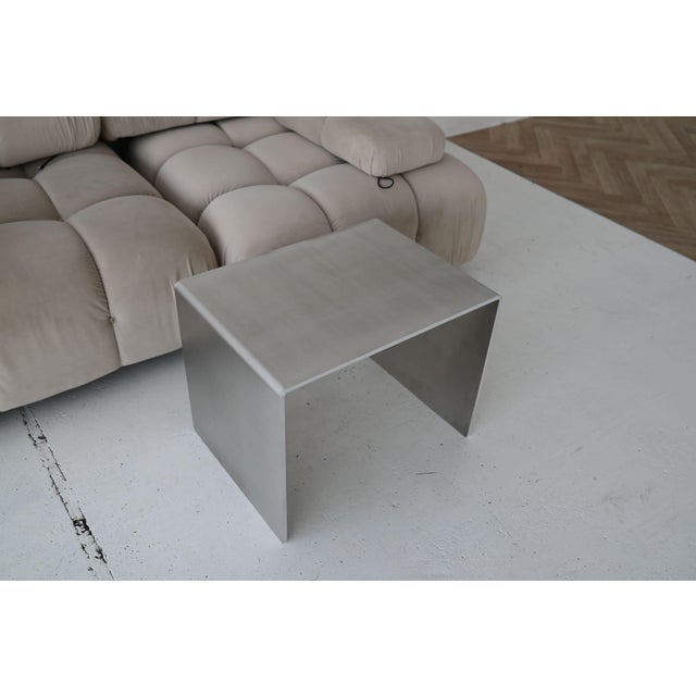 Contemporary Brushed Aluminum Side Table by Veliento For Sale - Image 3 of 16