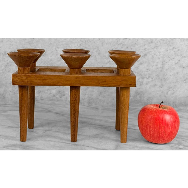 A Danish Modern Teak 6-Candle Candelabra, c. Mid 20th Century - Original Mid 20th Century Candelabra - Solid Teak with a...