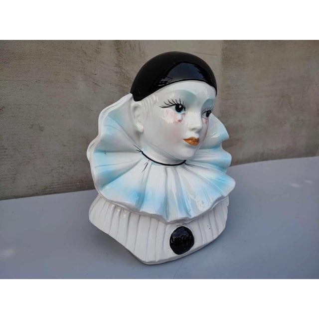 Harlequin, Pierrot, porcelain figure, 1970s, dimensions: height 29 cm, width 24 cm, depth 18 cm.