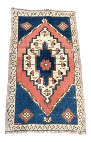 Vintage Turkish Oushak Handmade Rug-1’10’x3’4"