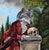 Lust for Life presents a surreal tableau where a figure in 18th-century attire, with a wolf's head, leans against a stone...