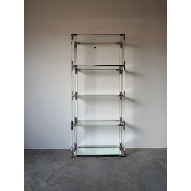 Mid-Century Modern 1970’s Mid-Century Modern Charles Hollis Jones Style Aluminum & Glass Five-Tier Étagère Display Shelf For Sale - Image 3 of 13