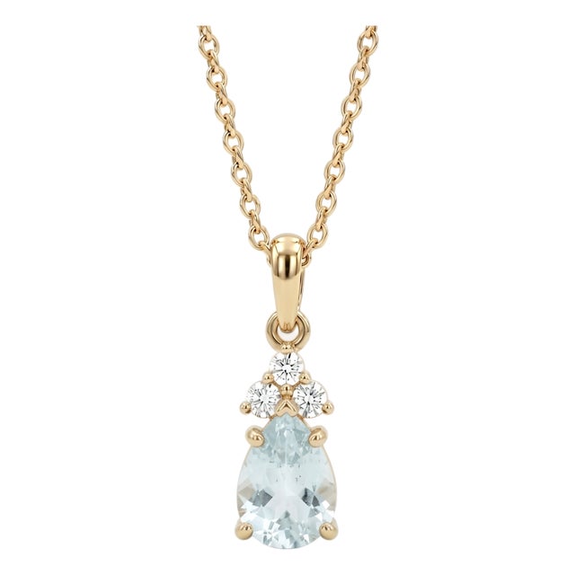 Beautiful Aquamarine Gemstone Pendant | Dainty March Birthstone Stacking Pendant for Woman For Sale
