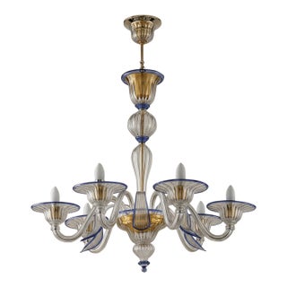 Foglia Murano Glass Chandelier Classic Venetian Design, Hand-Blown Murano Glass 12 Light For Sale