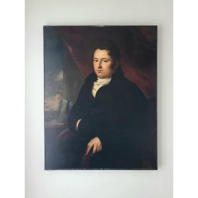 Antique Early 19th Century Oil Painting Portrait of a Handsome Sea Captain For Sale - Image 18 of 18