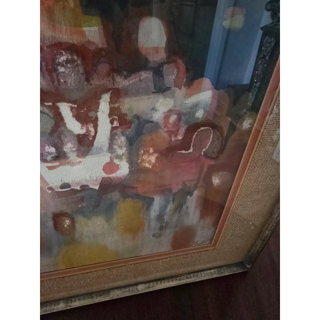 Vintage Mid Century Modern Watercolor Painting Impressionist For Sale In Boston - Image 6 of 12