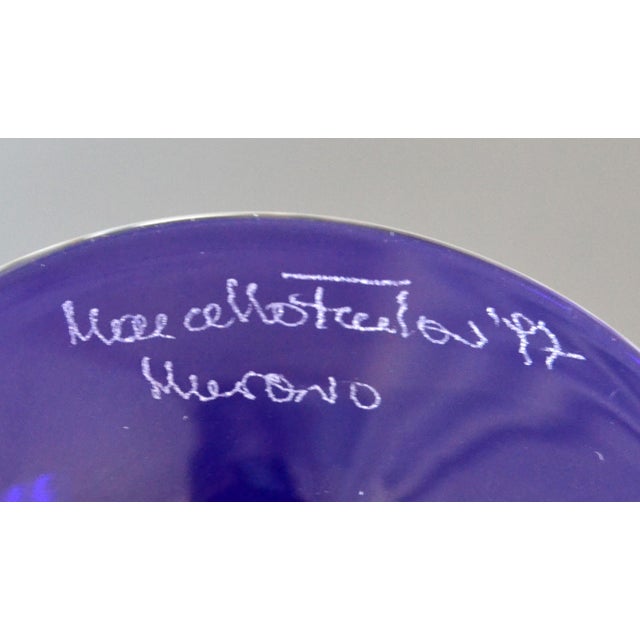 Signed Murano Blown Red Blue Swirl Art Glass Vase Italy For Sale - Image 11 of 12