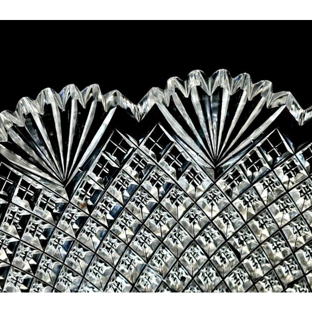 Metal Antique American Brilliant Cut Glass Lead Crystal Bowl For Sale - Image 7 of 10
