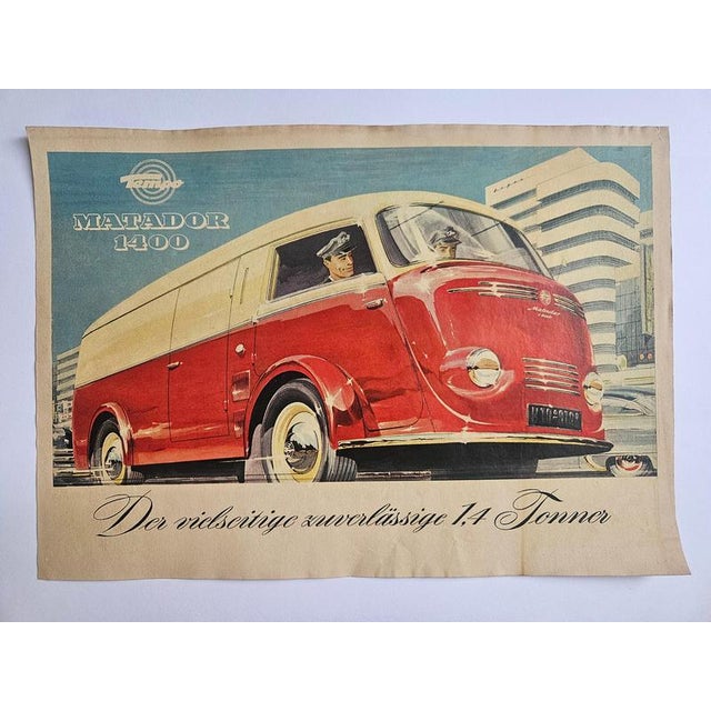 Art Deco Matador Tempo 1400 Advertising Poster, 1930s For Sale - Image 3 of 7
