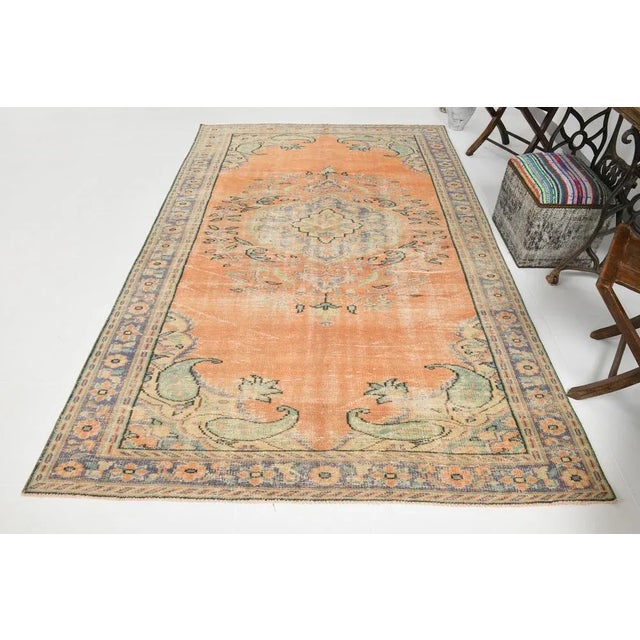 Vintage Wool Faded Rug For Sale - Image 4 of 16