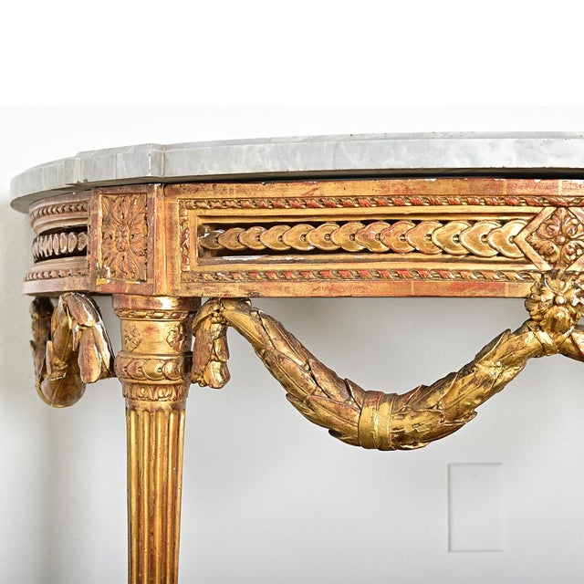 French 18th Century Louis XVI Period Demilune Console For Sale - Image 13 of 14
