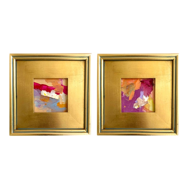 "Heart Ache" Pair of Framed Mini Paintings by Jessalin Beutler For Sale