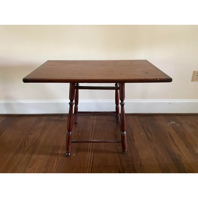 Early 19th Century Primitive Pine Table on Turned Splayed Legs For Sale - Image 9 of 9