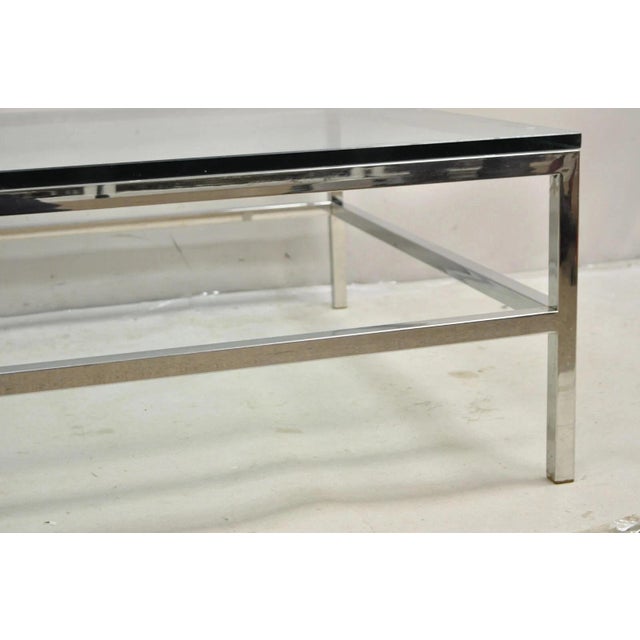 Late 20th Century Vintage Mid Century Modern Milo Baughman Style Chrome Glass Square Coffee Table For Sale - Image 5 of 12