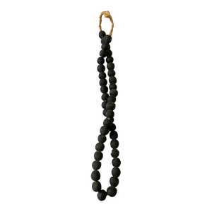 African Black Glass Trading Beads String