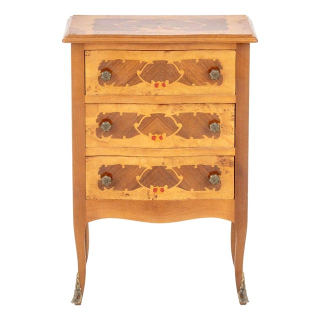 Louis XVI Style Floral Marquetry Chest of Drawers For Sale