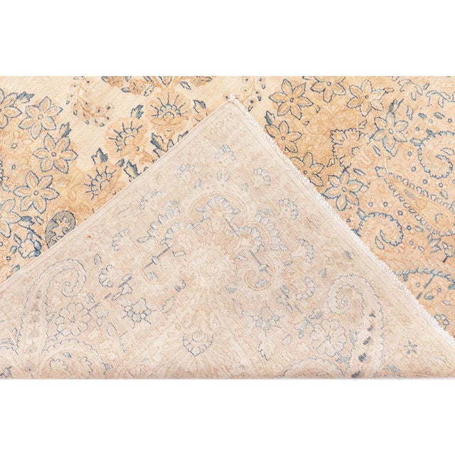 Antique Persian Kirman Camel Handmade Wool Rug For Sale - Image 12 of 14