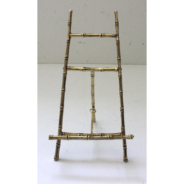Metal Vintage Faux Bamboo Polished Brass Tabletop Easel For Sale - Image 7 of 11