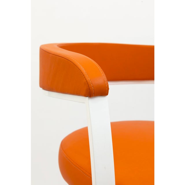 Pair of Elite Modern "Helix" Orange and White Barstools For Sale In Detroit - Image 6 of 10