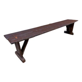 96" Archaic’s Made-to-Order Farmhouse Bench of Espresso Finished Reclaimed Barnwood For Sale
