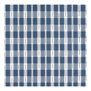 Remnant Thibaut Ellastone Check Navy Cotton Fabric For Sale