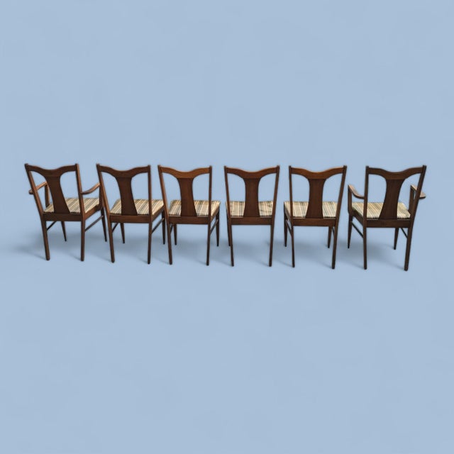 Brown Garrison Furniture Walnut Dining Chairs, Set of Six, Mid-Century For Sale - Image 8 of 14