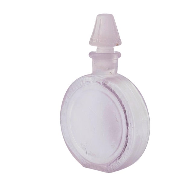 1920s Frosted Uv Reactive Manganese Glass Perfume Bottle With Stopper For Sale - Image 5 of 12