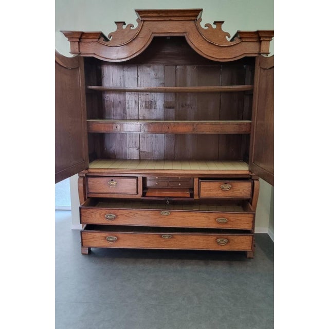 Empire Dutch Demountable Oak Cabinet with Hidden Secretary, 1820s For Sale - Image 9 of 16