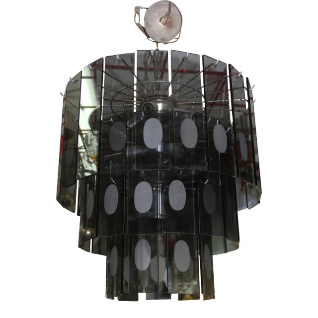 Italian Grey Glass Chandeliers, 1970s, Set of 2 For Sale