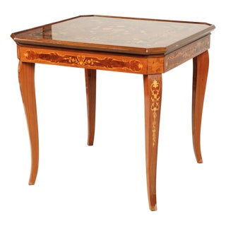 Late 20th Century Italian Marquetry Casino Table Chess Backgammon Roulette Cards For Sale