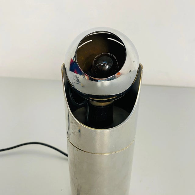 Silver Mid-Century Modern Italian Steel Table Lamp by Angelo Lelii for Arredoluce, 1970s For Sale - Image 8 of 10