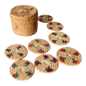 Vintage Woven Coasters Set of 8 With Box