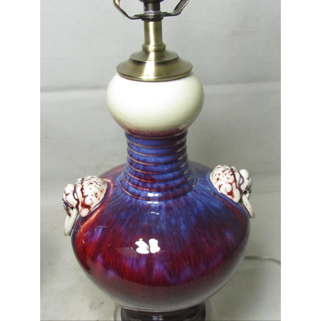 Pair of Chinese Porcelain Flambé Lamps For Sale - Image 11 of 16