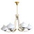 White Italian Brass + Opaline Glass Chandelier in the Manner of Stilnovo, 1950s For Sale - Image 8 of 12