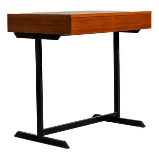Teak Writing Desk with Black Metal Frame, Europe, 1960s For Sale