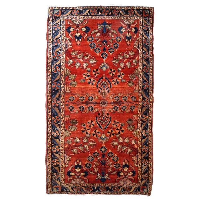 Navy Blue 1900s Antique Handmade Persian Sarouk Mahajeran Rug For Sale - Image 8 of 8