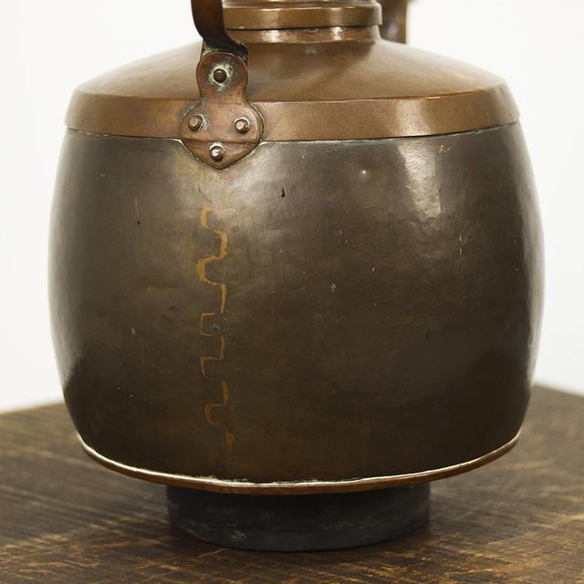Metal Extremely Large 19th Century Hammered Copper Teapot with Patina For Sale - Image 7 of 12