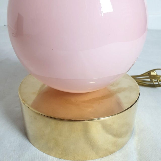1980s Mid-Century Modern Pink Murano Glass Lamp For Sale - Image 9 of 9