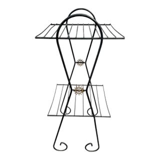 Mid Century Plant Stand Black Metal Wire Patio Table Telephone Table Smoking Stand For Sale