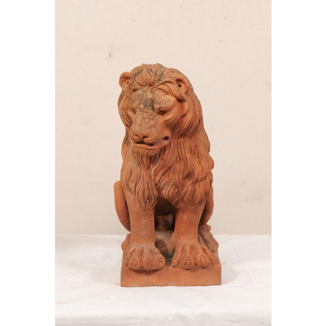 French Mid 20th Century Pair of French Snarling Lions, 2 Ft Tall For Sale - Image 3 of 10