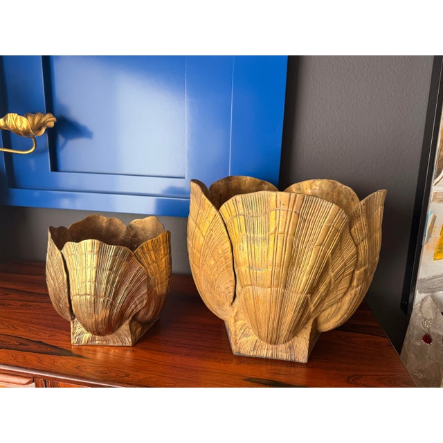 1970s Large Brass Sea Shell Planter For Sale - Image 12 of 12