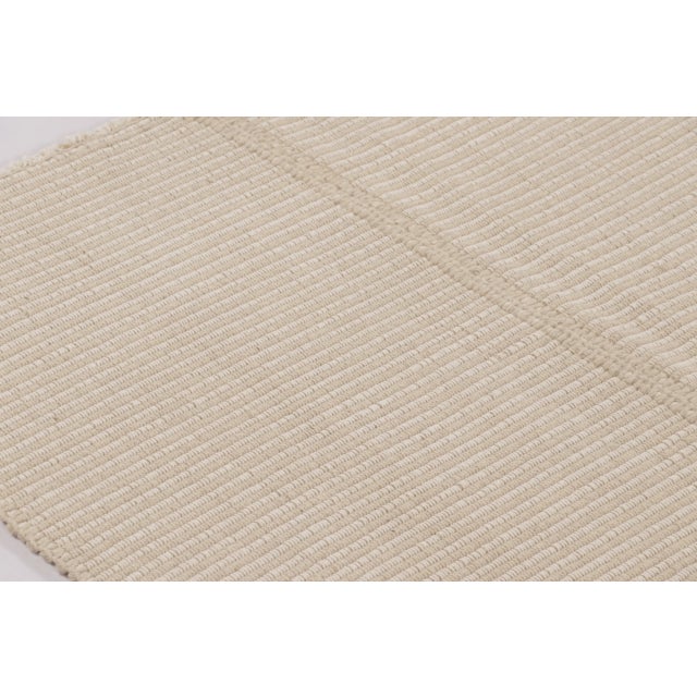 Contemporary Rug & Kilim's Contemporary Kilim, Beige and Cream Textural Stripes For Sale - Image 3 of 10