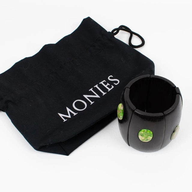 Monies Massive Ebony Wood and Stone Cabochons Stretch Bracelet Bangle For Sale In Atlanta - Image 6 of 12