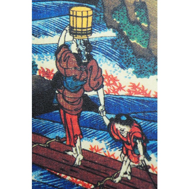 2000 - 2009 Japanese Village Workers Mt Fuji Graphic Art Prints on Canvas - a Pair For Sale - Image 5 of 13
