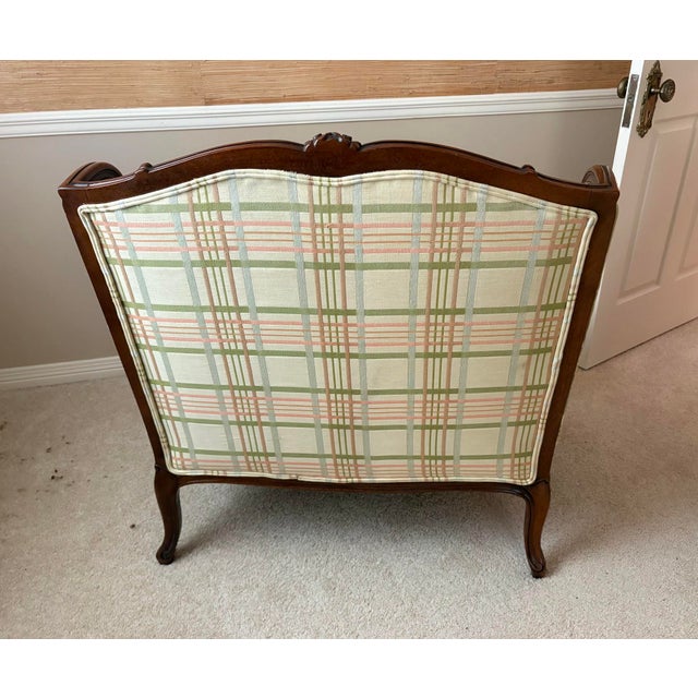 French-Style Oversized Plaid Armchair For Sale - Image 4 of 4