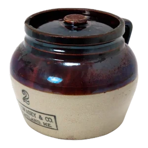 Antique American Stoneware Boston Baked Beans Cooking Pot From Portland Maine