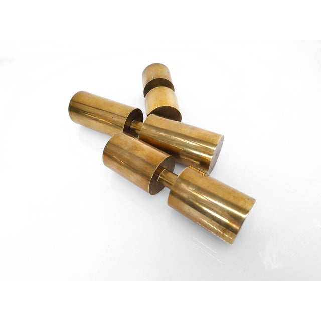 Scandinavian Candlesticks in Brass by Thelma Zoega, Sweden, 1976, Set of 3 For Sale - Image 6 of 7
