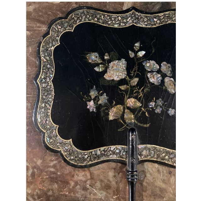 Elegant Pair Antique Victorian Era Papier Mache Face Screens For Sale - Image 4 of 10