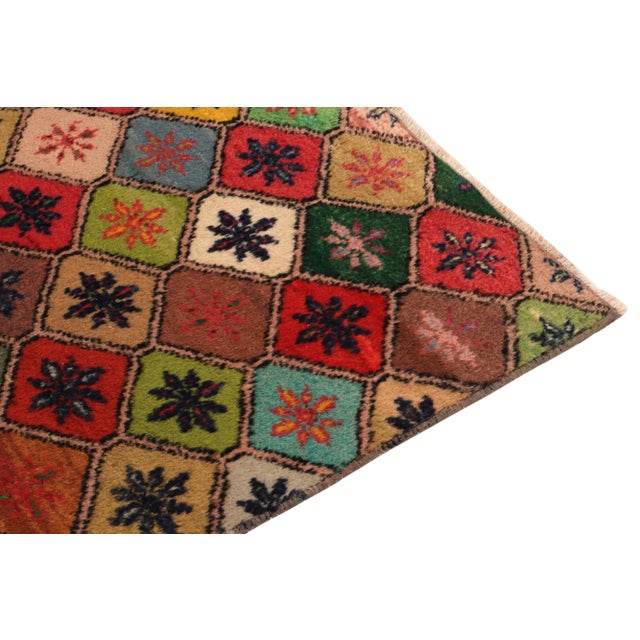1960s Vintage Art Deco Runner in Multicolor Floral Geometric Pattern For Sale - Image 5 of 8