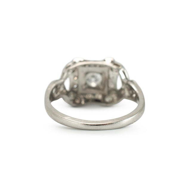 Early 20th Century Antique Platinum 0.66ct Old European Cut Diamond Filigreed Engagement Ring, Size 7.5 For Sale - Image 5 of 8
